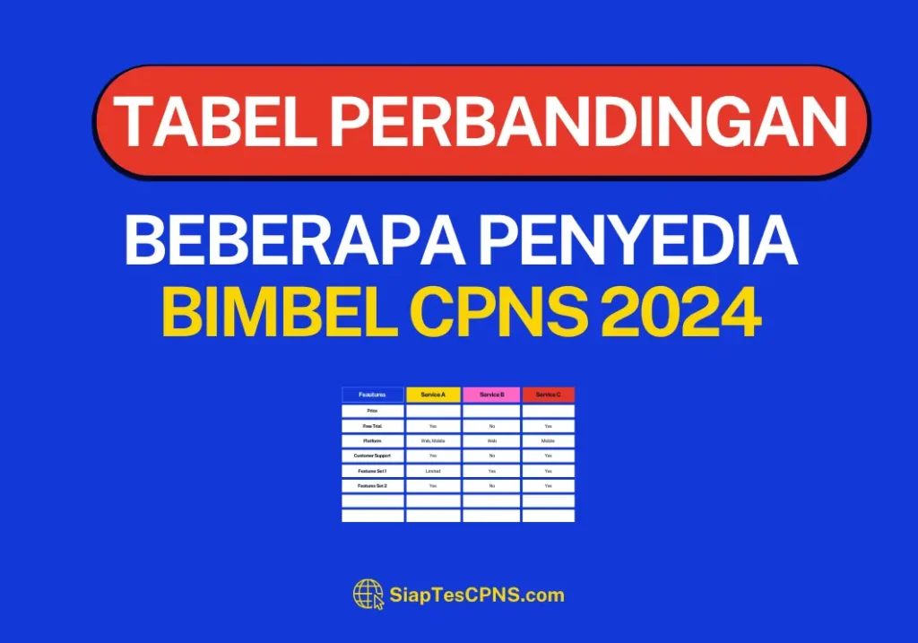 Tabel Perbandingan Beberapa Penyedia Bimbingan Belajar CPNS 2024